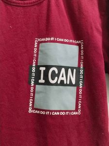 Man soft cotton Maroon t shirt round neck, M, size