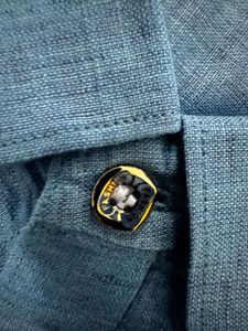 Blue Linen Button-Down Shirt