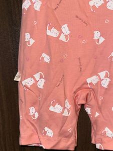 Cute Pink Baby Romper with Cat Print