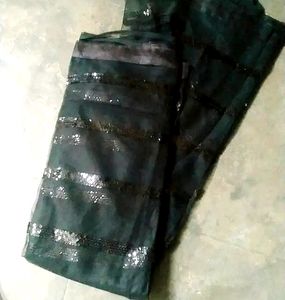 Elegant Black Sequined Saree