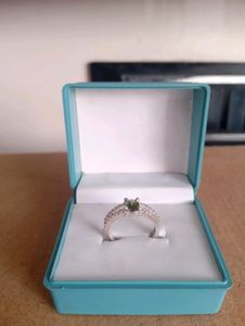 Green Diamond Pure Silver Ring