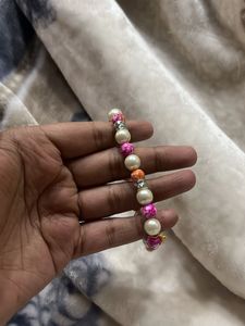 pink Beaded Bracelet with Charm