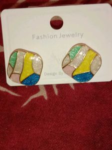 Abstract Geometric Enamel Earrings