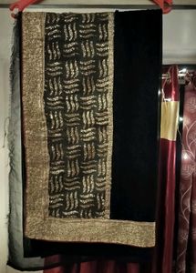 Georgette Black Saree with Gold Details &amp; blous
