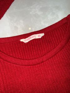 Ribbed Red Striped Sweater