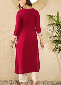 Elegant Maroon Embroidered Kurta