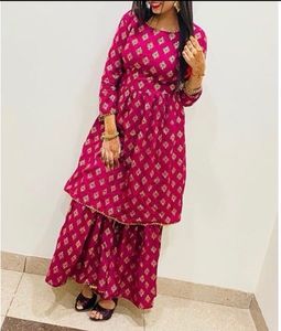 Printed Small Flare Kurti With  Grara