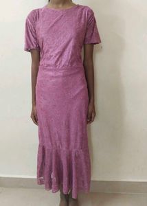 Pink Lace Midi Dress