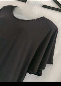 Black Lace Trim Tunic Top