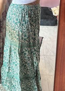Women's Green Floral Print Skirt