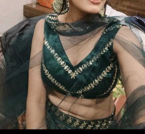 Dark Green Floral Digital print Lehenga Choli Set
