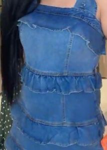 Denim Ruffle Tiered Maxi Dress