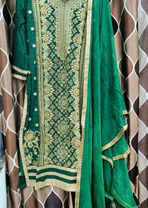 Dark Green Colour Kurta With Beautiful Work