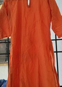 Orange Cotton Kurta