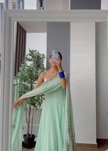 Elegant Mint Green Anarkali Suit Set