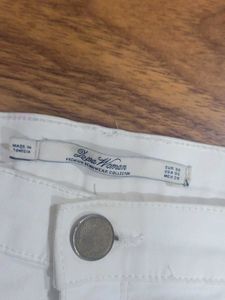 Zara White Denim Zipper Pocket Shorts