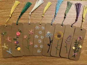 Handmade Embroidered Floral Bookmarks(2)