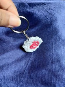 Crochet fishcake bag charm and keychain