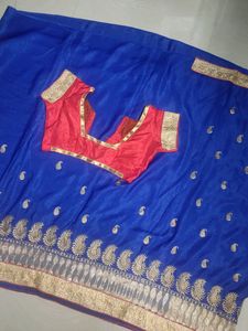 Blue Colour Saree With Blouse