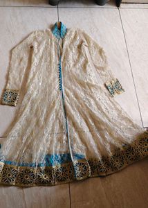 Elegant Teal &amp; Cream Ethnic Kurta Set
