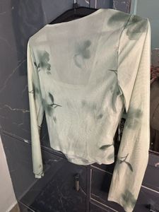 Floral Print Mesh Top