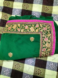 Embroidered Green Saree
