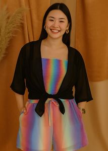 Black Sheer Tie-Front Kimono Top