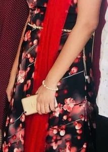 Floral Print Ethnic Gown with Dupatta