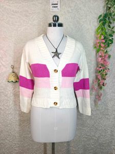Striped V-Neck Cardigan