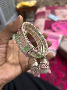 Charming Beaded Bangles with Jhumka