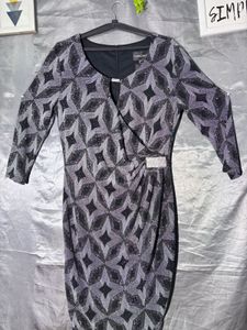 Sparkly Geometric Print Wrap Dress