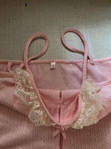 Cute Pink Lace Trim Cami Top