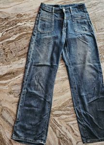 Vintage Wash Wide Leg Jeans