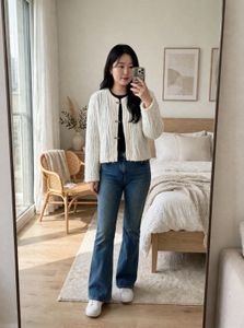 Korean imported Chic Textured Cropped Jacket