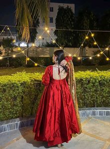 red anarkali suit