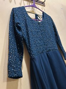 Teal Colour Festive Wear Long Kurta&amp;Dupatta Size L