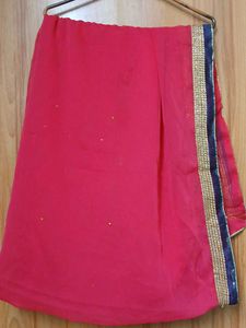Pink Dupatta with Gold Trim