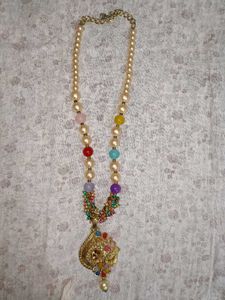 Bohemian Pearl & Beaded Pendant Necklace