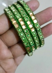 brand new Sparkling Green &amp; Gold Bangles