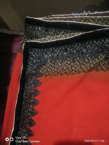 Elegant coffee &amp; orenge colour Sari