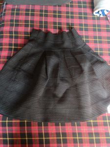 Black Textured Skater Skirt