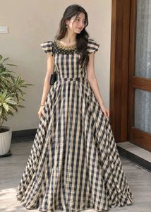 Elegant Checked Maxi Gown