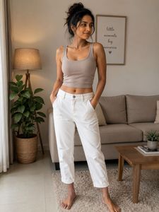 White Distressed Cargo Pants