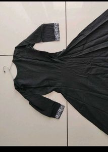 Elegant Black Kurta with Tree Embroidery