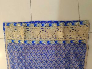 Elegant Blue Kurta with Intricate Gold Embellishme