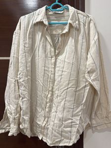 Striped Linen Blend Oversized Shirt