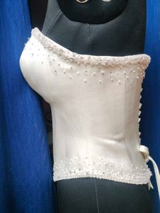 ✨ Ivory Pearl &amp; Rhinestone Corset Top ✨