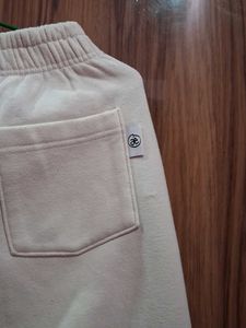 Cream Joggers with Side Stripes