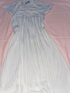 Elegant White Pleated Midi Dress