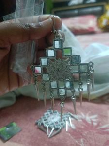 Oxidized Mirrorwork Jhumka Earrings
